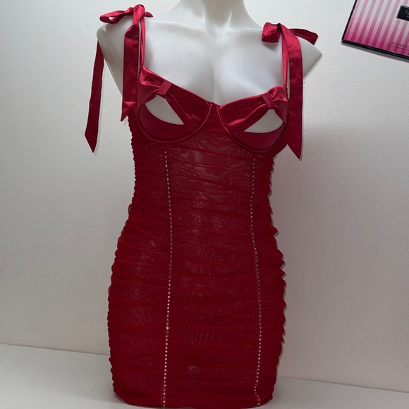 🔥Victoria's Secret Red Cutout Mini Dress Sz Medium NWT